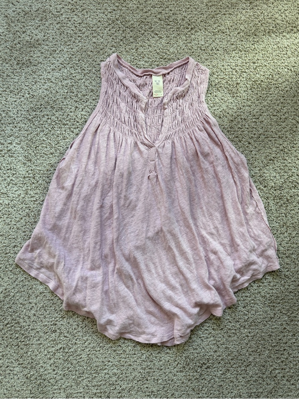 Free People We The Free Swing Tank Top Linen Cotton Small Pink Purple